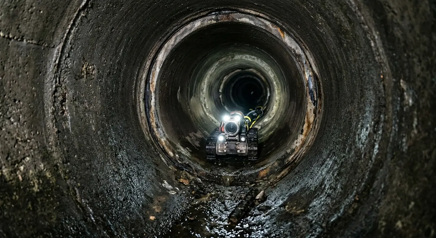 Robotic sewer camera inspecting pipe interior for Sewer Line Repair in Rogers